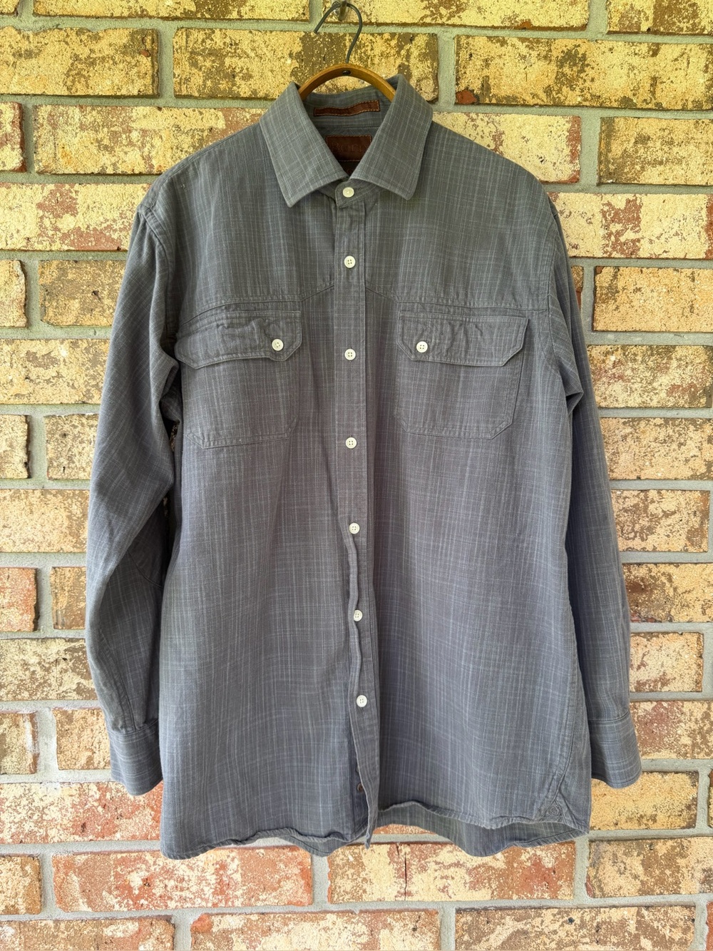 Men’s Børn Long Sleeve Button Up Utility Shirt Slate Gray Size Large Handcrafted